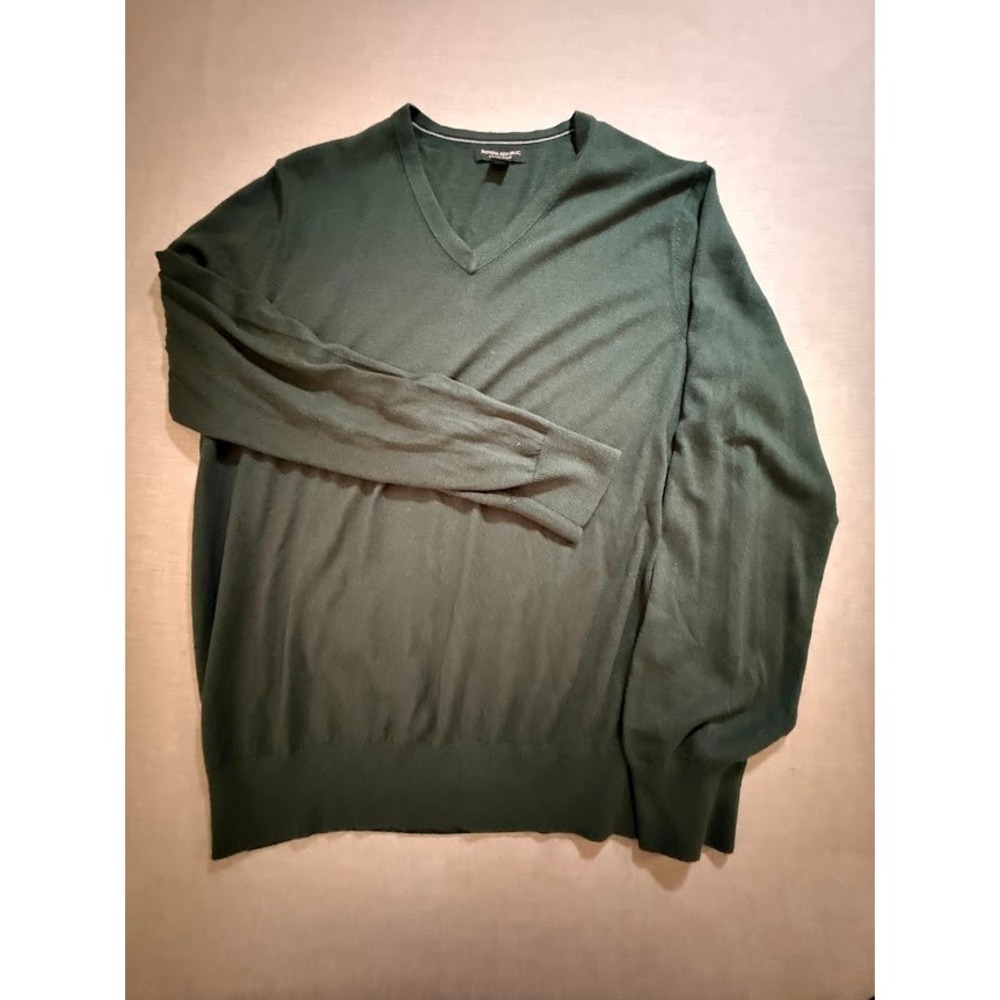 Banana Republic Luxury Blend Sweater XL Green Cashmere V Neck Long Sleeve